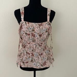 Universal Thread Women's Sleeveless Peplum Floral Pink Top Size XL